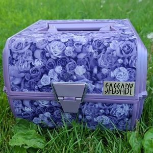 VINTAGE 80s purple rose SASSABY caboodle